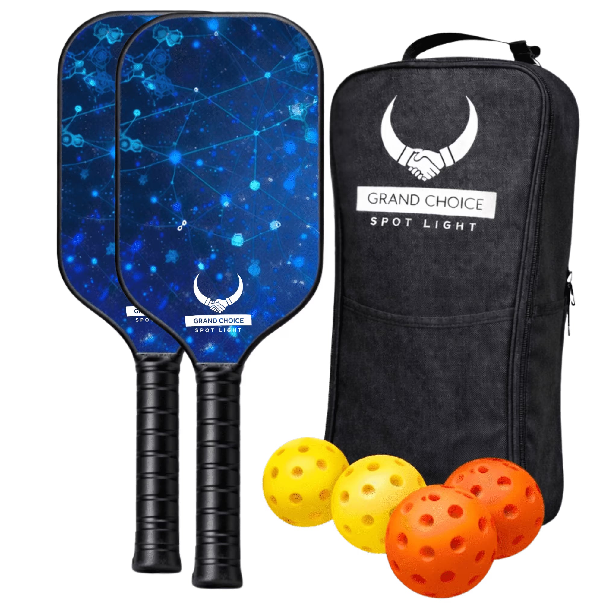 Pickleball Paddle Set Lightweight Cushion Grip & Backpack Bag HandiGo USA by Grand Choice Spot Light